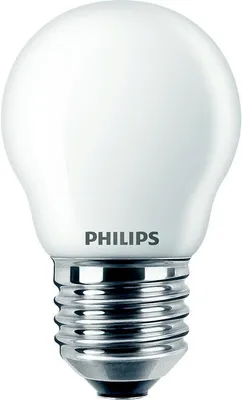 A close-up studio shot of a Philips LED light bulb against a white background.