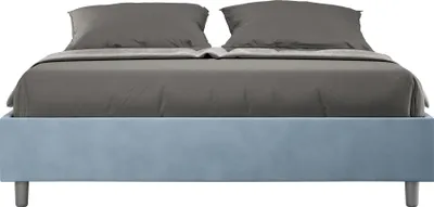 Produktbild von ITYHOME - Gepolstertes Bett mit Bettkasten 160x190 mit Mikrofaserbezug Himmelblau Azelia