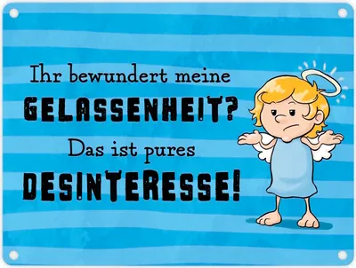Produktbild von Engel Metallschild in 15x20 cm mit Spruch- Meine Gelassenheit ist Desinteresse