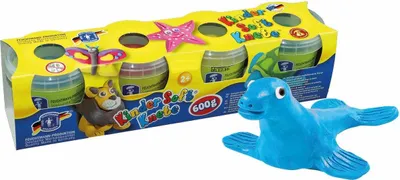 Zdjęcie produktu dla Feuchtmann Kinder Soft Knete - Basic, Glinka do modelowania, Niebieski, Zielony, Czerwony, Żółty, Dziecko, 4 szt., Chłopak, dziewczyna, Trening umiejętności kreatywnego myślenia, Rozwój wyobraźni