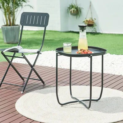Produktbild von Tabletttisch ‘Sandefjord’ rechteckig mit einem abnehmbaren Tablett Stahl 53 x 46 x 46 cm Schwarz
