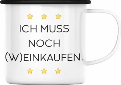 Produktbild von Trendation - Lustige Emaille Tasse mit Spruch für Frauen Männer Arbeit Büro Lustig Emaille Tassen Becher mit Sprüchen Kollegin Geschenk Sarkasmus Wein Kaufen (Schwarz)