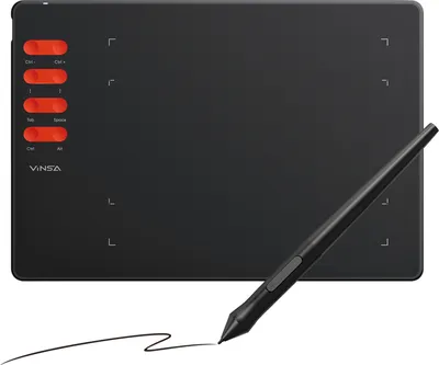 Obrázek produktu pro Grafický tablet Kreslící tablet 193x143mm, podporuje 16384 vrstev s 8 klávesovými zkratkami a bezbateriovým perem, kompatibilní s Windows Android OTG
