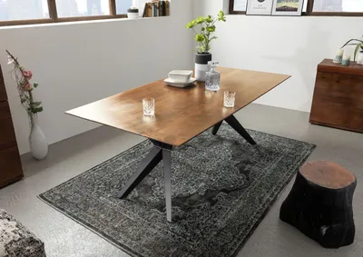Produktbild von MASSIVMOEBEL24 Esstisch Akazie 180x90x76 natur lackiert Beine anthrazit matt SWISS EDGE #20