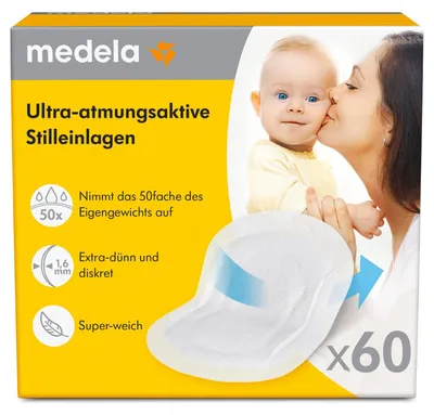 Immagine prodotto di Imbottiture per l'allattamento ultratraspiranti Medela - Altamente assorbenti - Design discreto per un elevato comfort di utilizzo - Confezione da 60 pezzi