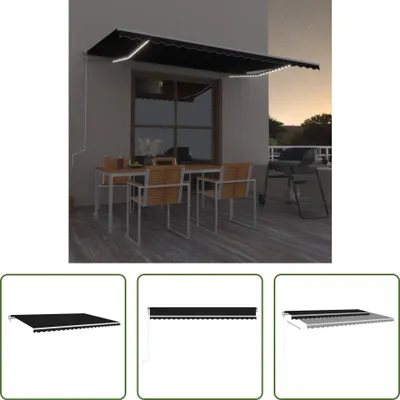 Zdjęcie produktu dla The Living Store Automatyczna markiza z czujnikiem wiatru LED 500x300 cm antracytowa