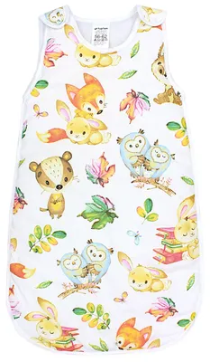 Produktbild von TupTam Ganzjahres Schlafsack  e Materialien 2.5 TOG Seitlicher Reißverschluss Ärmellos , Farbe: Fuchs Eule Hase, Größe: 80-86