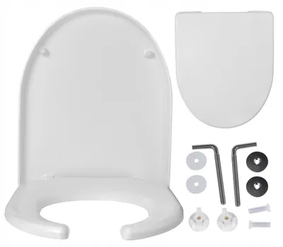 Produktbild von WC Sitz - Toilettensitz - Mit Ausschnitt - Weiß - 44,8 Cm - Antibakteriell - Duroplast - Toilettendeckel