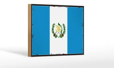 Produktbild von Holzschild Flagge Guatemalas 18x12 cm Retro Flag Guatemala Dekoration
