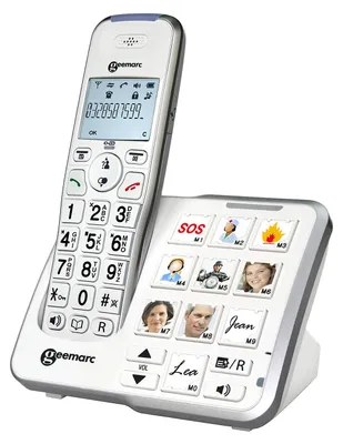 Productafbeelding van Geemarc AmpliDECT 295 PHOTO: Telefoon met grote toetsen, voorzien van 10 fototoetsen voor snelkiezen en een optische oproepindicator op de basisstation. Ingebouwde antwoordapparaat. Duitse versie