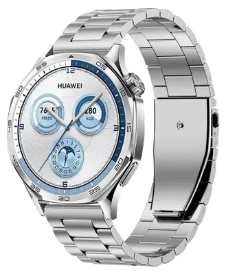Zdjęcie produktu dla Bransoleta ze stali nierdzewnej do smartwatcha - Huawei Watch GT 6 Pro 46 mm - 22 mm - zapięcie typu motylkowy - srebrna