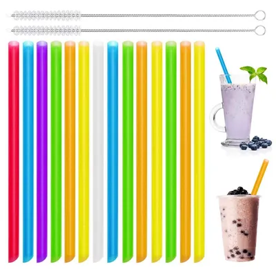 Obrázok produktu pre Opakovateľne použiteľné slamky, 100 kusov, s 2 čistiacimi kefkami na fľaše, 23 cm, viacfarebné, silikón