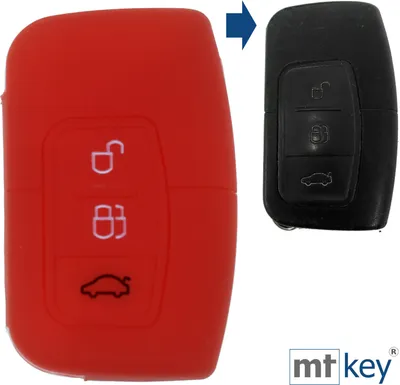 Produktbild von Auto Schlüssel Hülle Silikon Schutz Cover Rot kompatibel mit Ford C-Max Focus Kuga Mondeo 3 Tasten KEYLESS SMARTKEY