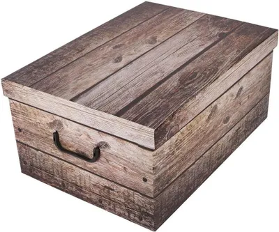 Produktbild von Aufbewahrungsbox - Grau - Weiß - 51 x 37 cm - recycelter Karton - Holzkistenoptik