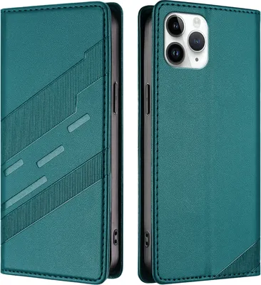 Produktbild von Hülle für iPhone 11 Pro, Kunstleder Brieftaschen Handyhülle mit Kartenfach und Standfunktion Grün