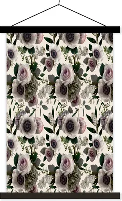 Produktbild von MuchoWow® Textilposter Blumen - Rosen - Blätter 40x60 cm mit schwarzem Rahmen - Wanddekorationen