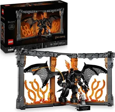 Produktbild von LEGO Icons Der Herr der Ringe: Book Nook vom Balrog, Bauset, DIY Bücherregal Dekoration, Gandalf Minifigur, 1201 Teile