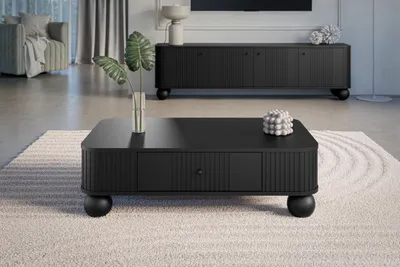 Zdjęcie produktu dla Stolik Kawowy Z Szufladą Vesper 103X60 Cm Czarny Loft Do Salonu
