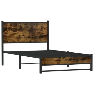 Image de vidaXL Lit métallique sans matelas chêne fumé 100x190 cm