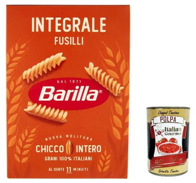 Produktbild von 5x Pasta Barilla Fusilli Integrali Vollkorn italienisch Nudeln 500 g pack + Italian Gourmet polpa 400g