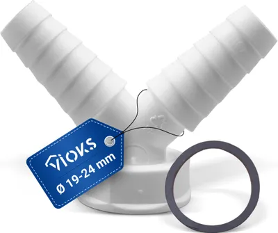 Produktbild von Doppel-Schlauchanschluss weiß 1 Zoll Innengewinde für Siphon Spülmaschine Waschmaschine