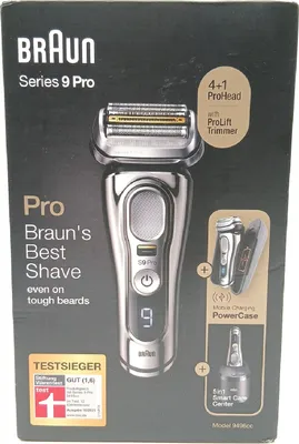Produktbild von Braun Series 9 Pro 9496cc, Folienschaber, Silber, Akku, Lithium-Ion (Li-Ion), Integrierte Batterie, 42 Tag(e)