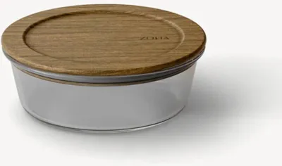 Produktbild von Frischhaltedosen aus hochwertigem Borosilikatglas mit Akazienholzdeckel - rund 650 ml
