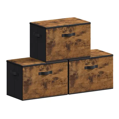 Produktbild von SONGMICS Faltbare Aufbewahrungskisten mit Griffen, 3er Set, Kleidung Organizer, Vliesstoff, 50 x 30 x 30 cm, braun