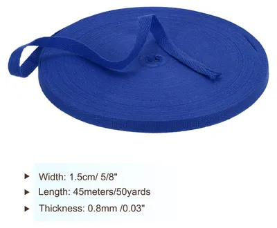 Produktbild von Baumwollband Baumwolle Gurtband 15mm x 45m, Schr?gband Baumwoll Nahtband K?perband Saumband Stoffband Webband Ribbon zum N?hen fš¹r DIY Basteln Stricken Verpackungen, Dunkelblau