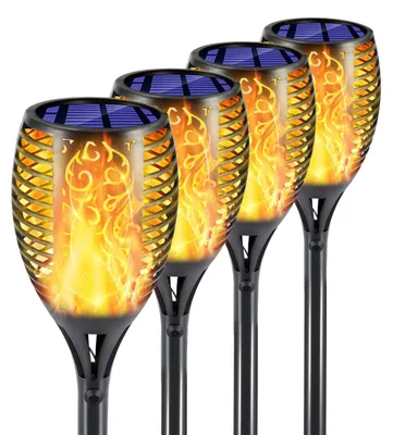 Produktbild von Set von 4 Solarleuchten für Außen mit Realistischem Flammeneffekt