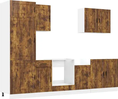 Produktbild von 7-tlg. Küchenschrank-Set Porto Räuchereiche Holzwerkstoff