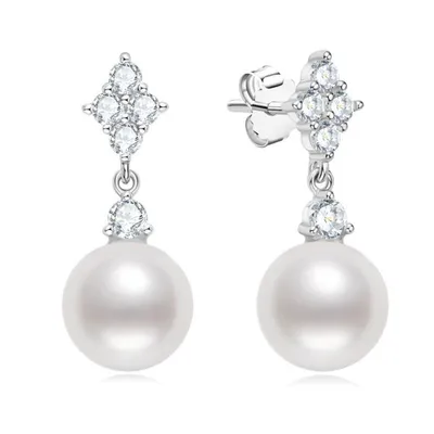 Produktbild von Perlenohrringe Funkelnde Perlen Ohrhänger Perlen Ohrringe Brautschmuck 925 Silber