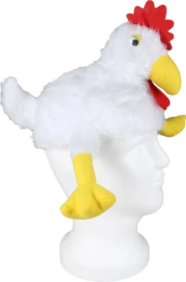 Produktbild von Verrückte Tiermütze aus Plüsch – Lustige Tierkostüm-Mütze für JGA, Karneval, Fasching & Motto-Partys – Weiche Uni Spaßmütze in vielen Tierdesigns Model wählen: Huhn- KH-227
