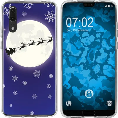 Produktbild von PhoneNatic Case kompatibel mit Huawei P20 Silikon-Hülle X Mas Weihnachten Santa - Snowflakes M4