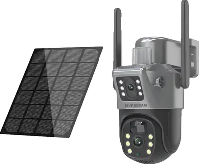 Image de Caméra de surveillance, double objectif, solaire et batterie, caméra PTZ solaire 4G