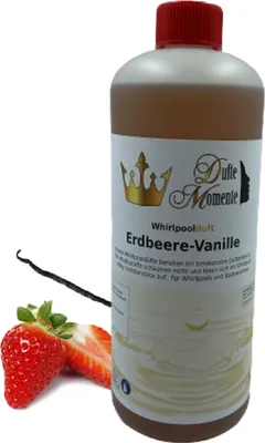 Produktbild von Dufte Momente | Whirlpool Duft 1000ml | Erdbeer - Vanille | mit naturreinem und natürlichem ätherischen Öl | kein Schaum | vegan und ohne Tierversuche