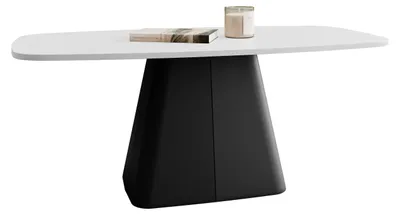 Produktbild von MIRJAN24 Couchtisch Noa, Wohnzimmer Kaffeetisch, Basis aus Stahl (Farbe: Schwarz / Arktisches Weiß)