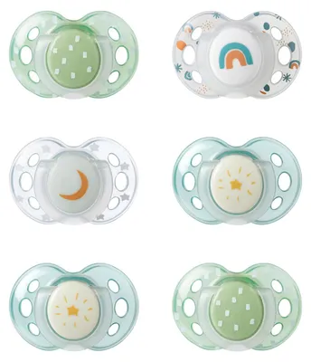 Produktbild von Schnuller 6er-Set Tommee Tippee 18-36M BPA-frei Leuchtgriff mehrfarbig