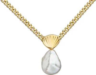 Produktbild von Goldanhänger Keshi-Perle Ketten-Anhänger für Damen und Kinder. Mit Kette 45 cm