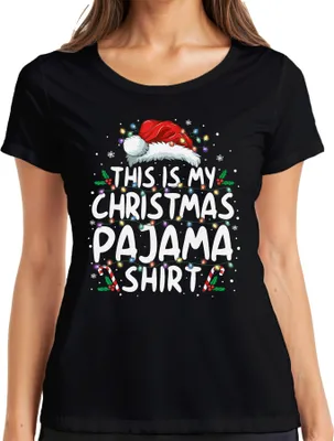 Produktbild von This is my Christmas Pajama Shirt Lichterkette - Weihnachten Xmas Christmas Damen T-Shirt, Schwarz, XL