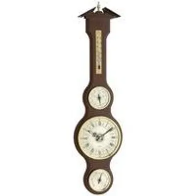 Productafbeelding van Klassiek Houten Weerstation met Barometer, Thermometer, Hygrometer en Klok