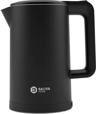 Produktbild von Balter Wasserkocher Edelstahl WK-4, 1,7 Liter, elektrischer Wasserkocher, Doppelwand Design, BPA frei, LED, kabellos, Teekocher Kompakt, Schwarz