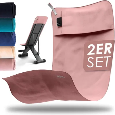 Produktbild von Nujë Mikrofaser Fitnesshandtuch 125x50 cm mit Reißverschlusstasche – Rose 2er
