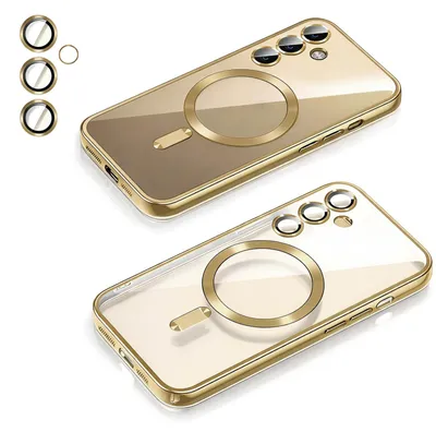 Produktbild von Magssafe Handy Hülle für Samsung Galaxy S26 Ultra Schutzhülle mit Integriertem Kameraschutz Glas Handyhülle Bumper Cover Case Tasche Farbe: Gold