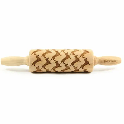 Produktbild von Folkroll Teigrolle Dackel Sonderedition, junior, 23 cm, Nudelholz, Prägerolle, Muster, Motiv, Rolle, Buchenholz, 335338