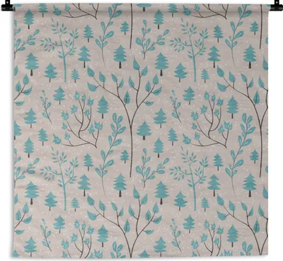 Produktbild von MuchoWow® Wandteppich Wandbehang Winter - Wald - Design 120x120 cm Tapisserie Dekoration Wandtuch - Modern - Baumwollgewebe