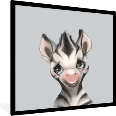 Produktbild von MuchoWow® Gerahmtes Poster Zebra - Dschungel - Grau 40x40 cm - Poster mit Schwarzem Bilderrahmen Wandposter Rahmen Foto Bilder - Mit Rahmen - Wanddekoration Schlafzimmer