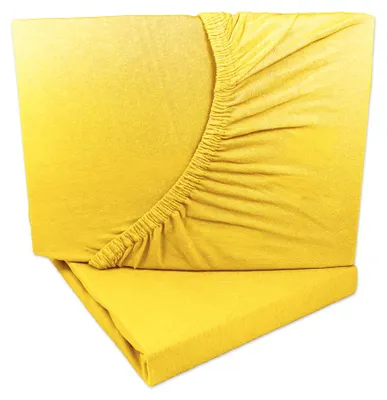 Produktbild von 2er Set Jersey Spannbettlaken Gelb 90x200 - 100x200 cm 100% Baumwolle