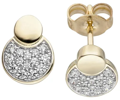 Produktbild von Ohrstecker Erde & Mond weiße Zirkonia 333 Gold Gelbgold Goldohrringe Damen