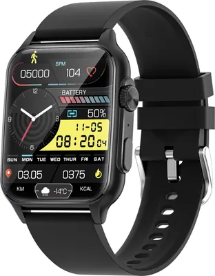 Obrázok produktu pre 1,96" smart hodinky s plným dotykovým displejom na monitorovanie zdravia hodinky IP67 vodotesné Bluetooth volanie multisportovné režimy, silikónový remienok čierny